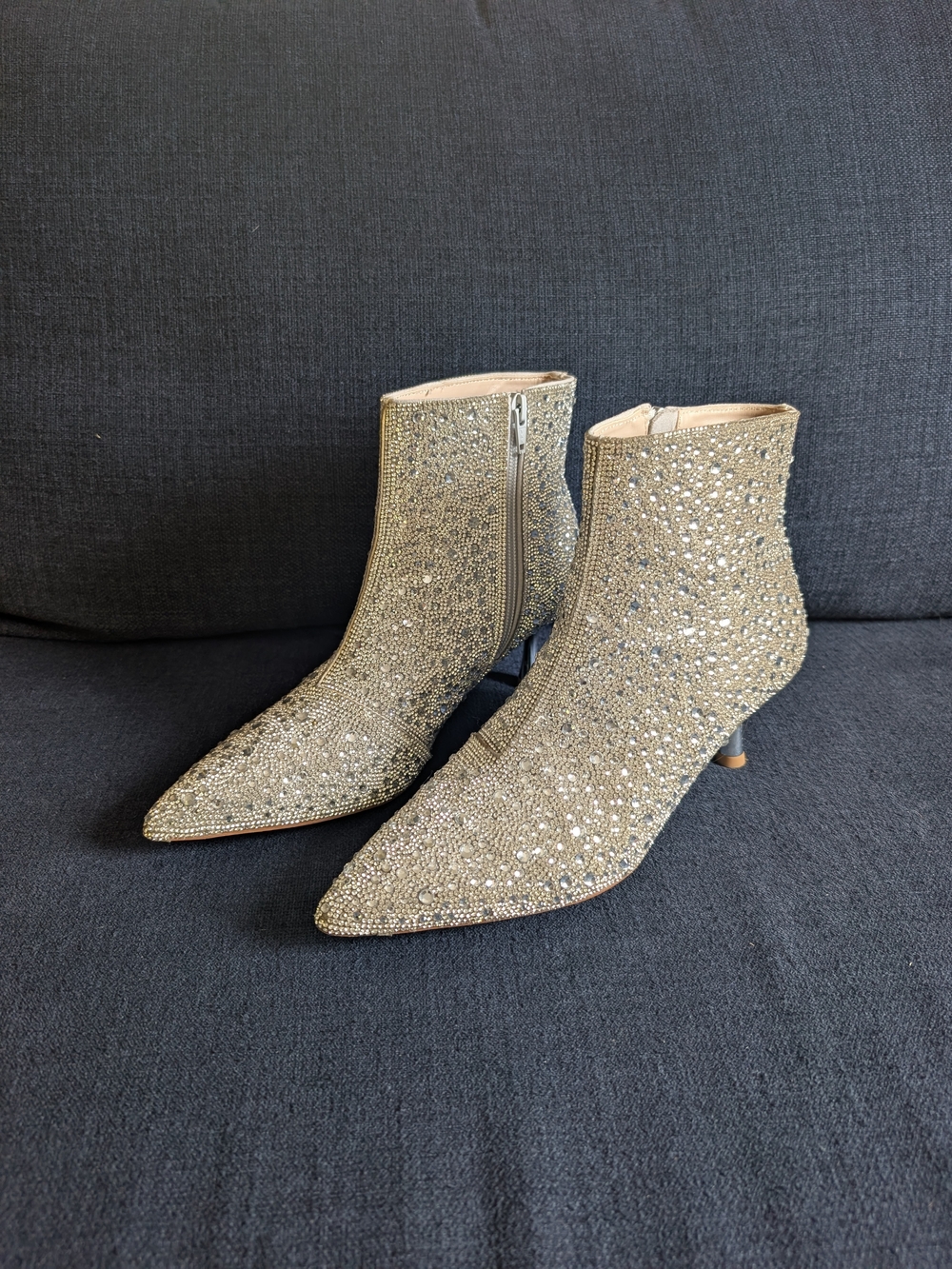 Abound Silver Rhinestone And Crystal Ankle Booties with Pointed Toe
